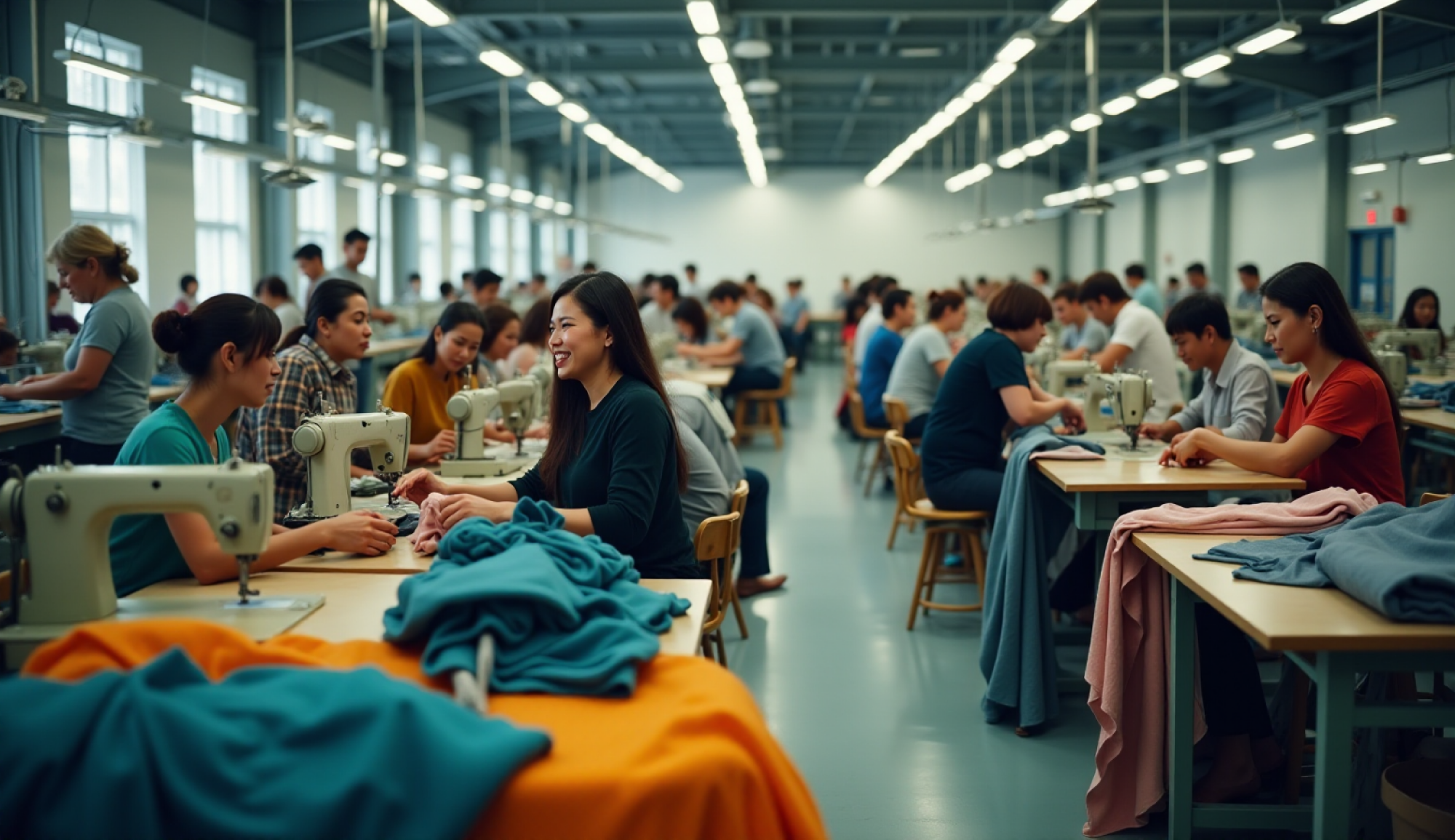 People working in a textile company